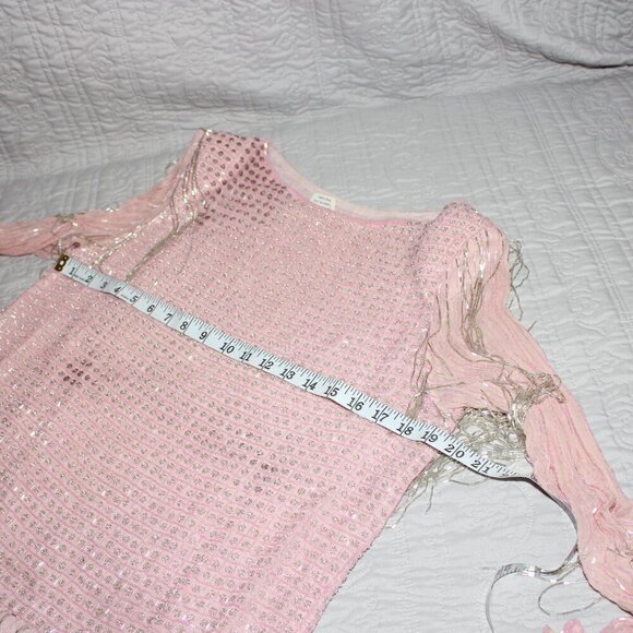 Vintage Womens Pink Beaded Silk Dress *with flaws* Size Medium - Picture 9 of 10